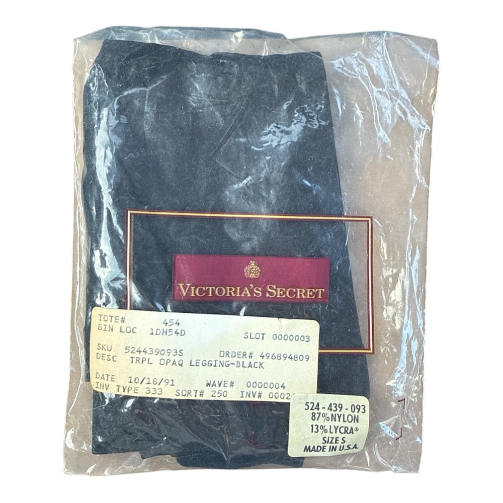 Victoria’s Secret Triple Opaque Black Leggings NOS - vintage 1991